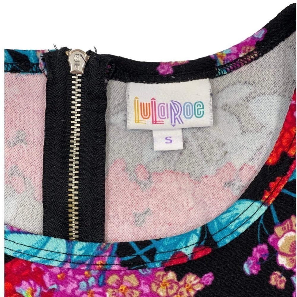 LULAROE "Simply Comfortable" Dress Size‎ Small Floral Multicolor Pockets Stretch - Picture 9 of 16
